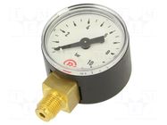 Manometer; 0÷10bar; G 1/8",bottom connection; 40mm; plastic PNEUMAT
