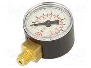 Manometer; 0÷10bar; G 1/8",bottom connection; 40mm; plastic PNEUMAT