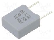 Capacitor: polyester; 220nF; 40VAC; 63VDC; 5mm; ±10%; 3.5x8x7.2mm VISHAY