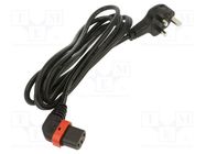 Cable; BS 1363 (G) plug,IEC C13 female 90°; 3m; black; 10A; 250V SCHAFFNER