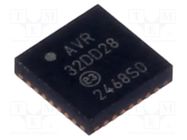 IC: AVR microcontroller; VQFN28; Ext.inter: 23; Cmp: 1; AVR32 MICROCHIP TECHNOLOGY