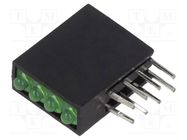 LED; in housing; 1.8mm; No.of diodes: 4; green; 2mA; Lens: diffused 