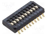 Switch: DIP-SWITCH; Poles number: 10; ON-OFF; 0.1A/50VDC; Pos: 2 TE Connectivity