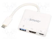 Adapter; USB 3.0; 5Gbps; white; Standard: Power Delivery SAVIO