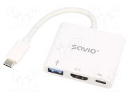 Adapter; USB 3.0; 5Gbps; white; Standard: Power Delivery SAVIO