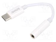 Cable; USB 3.1; Jack 3.5mm socket,USB C plug; 0.11m; white; white SAVIO