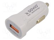 USB power supply; USB A socket; Uin: 12÷24V; white SAVIO