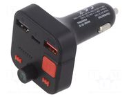 FM transmitter; USB A socket x2,USB C socket; Uin: 12÷24V; black SAVIO