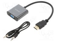 Converter; D-Sub 15pin HD socket,HDMI plug,Jack 3.5mm socket SAVIO