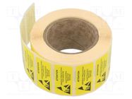 Self-adhesive label; ESD; 16x40mm; 1000pcs; yellow DESCO EUROPE