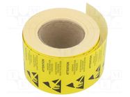 Self-adhesive label; ESD; 25x50mm; 1000pcs; yellow DESCO EUROPE