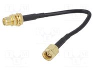 Cable; 0.1m; SMA male,SMA female; black; straight; 50Ω ONTECK