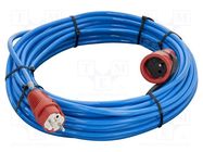 Extension lead; 3x1.5mm2; Sockets: 1; PUR; blue; 20m; 16A KERG