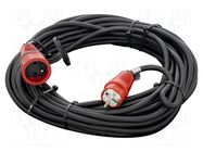 Extension lead; 3x2.5mm2; Sockets: 1; rubber; black; 20m; 16A KERG