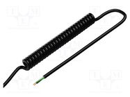 Wire: coiled; 3x0.35mm2; unshielded; PUR; black; 300V; 0.3m; 1.2m SIMECH