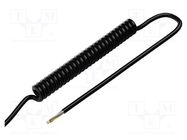 Wire: coiled; 5x0.15mm2; unshielded; PUR; black; 300V; 1.5m; 6m SIMECH