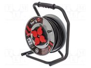 Extension lead; 3x2.5mm2; reel; Sockets: 4; rubber; black; 40m; 16A KERG