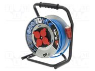 Extension lead; 3x1.5mm2; reel; Sockets: 4; PUR; blue; 40m; 16A KERG