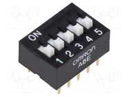 Switch: DIP-SWITCH; Poles number: 5; ON-OFF; 0.025A/24VDC; Pos: 2 OMRON Electronic Components