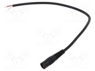 Cable; 2x0.5mm2; wires,DC 5,5/2,5 socket; straight; black; 0.25m WEST POL