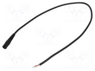 Cable; 2x0.5mm2; wires,DC 5,5/2,5 socket; straight; black; 0.5m WEST POL