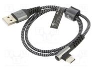 Cable; USB 2.0; USB A plug,USB C angled plug; 0.5m; 480Mbps Goobay