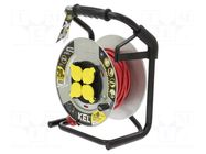 Extension lead; 3x1.5mm2; reel,with non-rotating sockets; red KEL