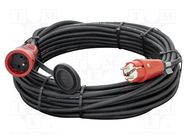 Extension lead; 3x1.5mm2; Sockets: 1; rubber; black; 20m; 16A KERG