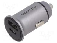 USB power supply; USB A socket,USB C socket; Sup.volt: 12÷24VDC VENTION