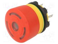 Switch: emergency stop; 22mm; NC + NO; red; LED; 5A/250VAC; IP65 EAO