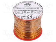 Coil wire; double coated enamelled; 0.65mm; 0.2kg; -65÷200°C INDEL