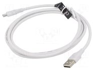 Cable; USB 2.0; USB A plug,USB C plug; nickel plated; 1.5m; white VENTION