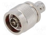 Adapter; BNC female,N male; Insulation: PTFE; 50Ω; Mat: brass; 4GHz AMPHENOL RF