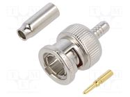 Connector: BNC; plug; male; straight; 75Ω; crimped; for cable; PTFE AMPHENOL RF