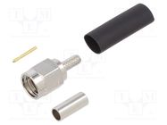 Connector: SMA; plug; male; straight; 50Ω; soldering,crimped; PTFE AMPHENOL RF