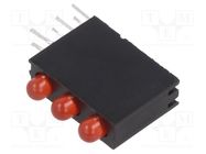 LED; in housing; 3mm; No.of diodes: 3; red; 20mA; Lens: diffused; 30° OPTOSUPPLY