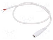 Cable; 1x1mm2; wires,DC 5,5/2,5 socket; straight; white; 0.5m WEST POL