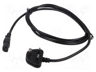 Cable; 3x1mm2; BS 1363 (G) plug,IEC C13 female; PVC; 2.5m; black 