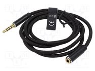 Cable; Jack 3.5mm 4pin socket,Jack 3,5mm 4pin plug; 1m; black VENTION