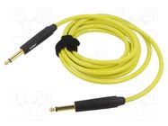 Cable; Jack 6,3mm 2pin plug,both sides; 3m; yellow; 0.25mm2 TASKER