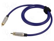 Cable; RCA plug,both sides; 1m; Plating: gold-plated; blue; 0.5mm2 TASKER