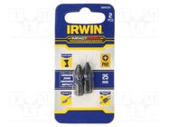 Screwdriver bit; Phillips; PH2; Mounting: 1/4" (C6,3mm); 2pcs. IRWIN