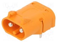 Socket; DC supply; LC; male; PIN: 2; on PCBs; THT; orange; 20A; 1kV AMASS