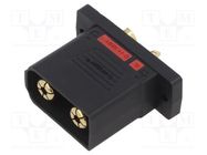 Socket; DC supply; QS; male; PIN: 2; for panel mounting; soldering 