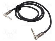 Cable; Jack 6.3mm 2pin angled plug,both sides; 1.5m; black; 1mm2 TASKER