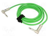 Cable; Jack 6,3mm 2pin plug,Jack 6.3mm 2pin angled plug; 9m TASKER