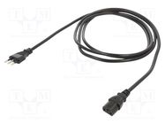 Cable; 3x1mm2; CEI 23-50 (L) plug,IEC C13 female; PVC; 2.5m; 10A Qualtek Electronics