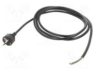 Cable; 3x1.5mm2; CEE 7/7 (E/F) plug,wires; PVC; 2.5m; black; 16A Qualtek Electronics