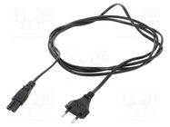 Cable; 2x0.75mm2; CEE 7/16 (C) plug,IEC C7 female; PVC; 2.5m Qualtek Electronics