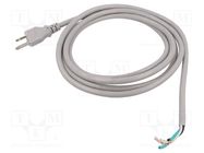 Cable; 3x18AWG; NEMA 5-15 (B) plug,wires; PVC; 2.4m; grey; 10A Qualtek Electronics